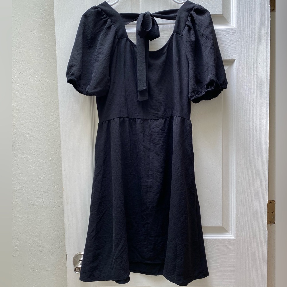 OFEEFAN | Women Puff Sleeve Square Neck Tie In Back Dress M - Picture 16 of 17